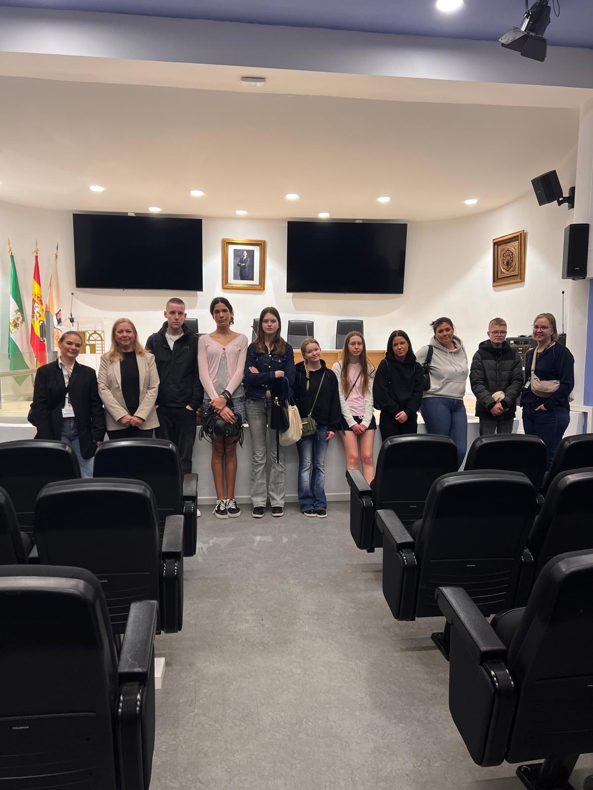 Swedish school mobility group on a structured institutional visit in Córdoba