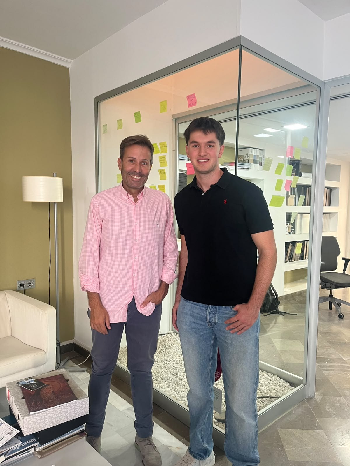 Hungarian architecture trainee with a host professional in an office in Córdoba during an Erasmus VET placement